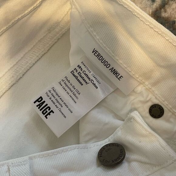 Paige Distressed Skinny Verdugo Ankle Jeans White 25 - Picture 4 of 4